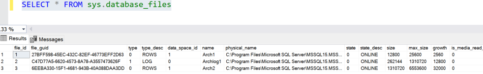 Files belong to Archive database